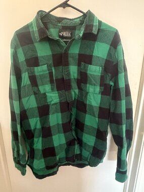 Rude Green and Black Check Flannel Shirt M L